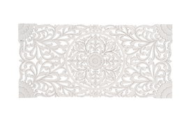 GINER Y COLOMER Cabecero o Panel Decorativo Entallado a Mano 166 cm Ancho, Blanco Envejecido, MDF, para Pared